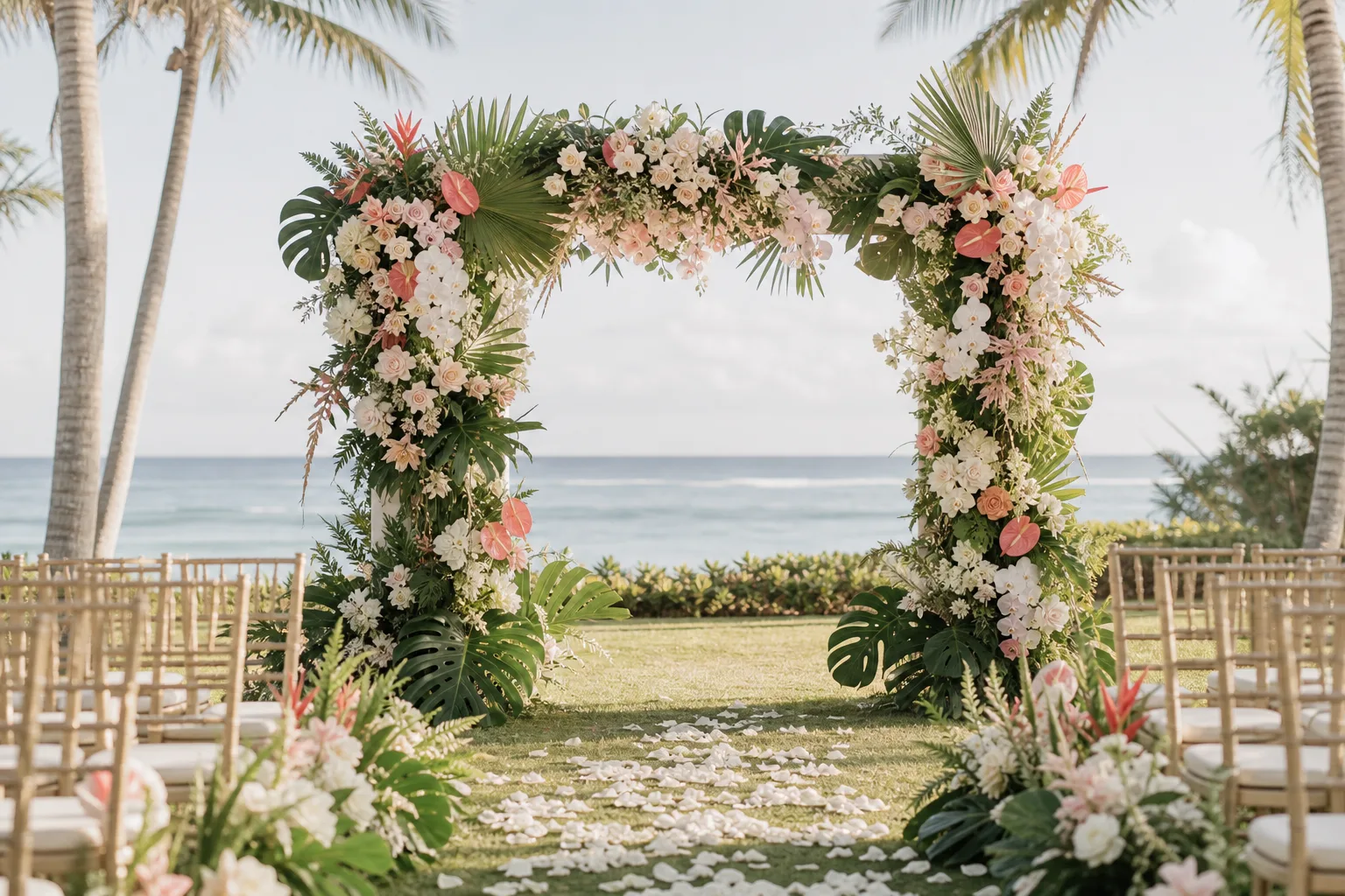 Barbados wedding floral arch