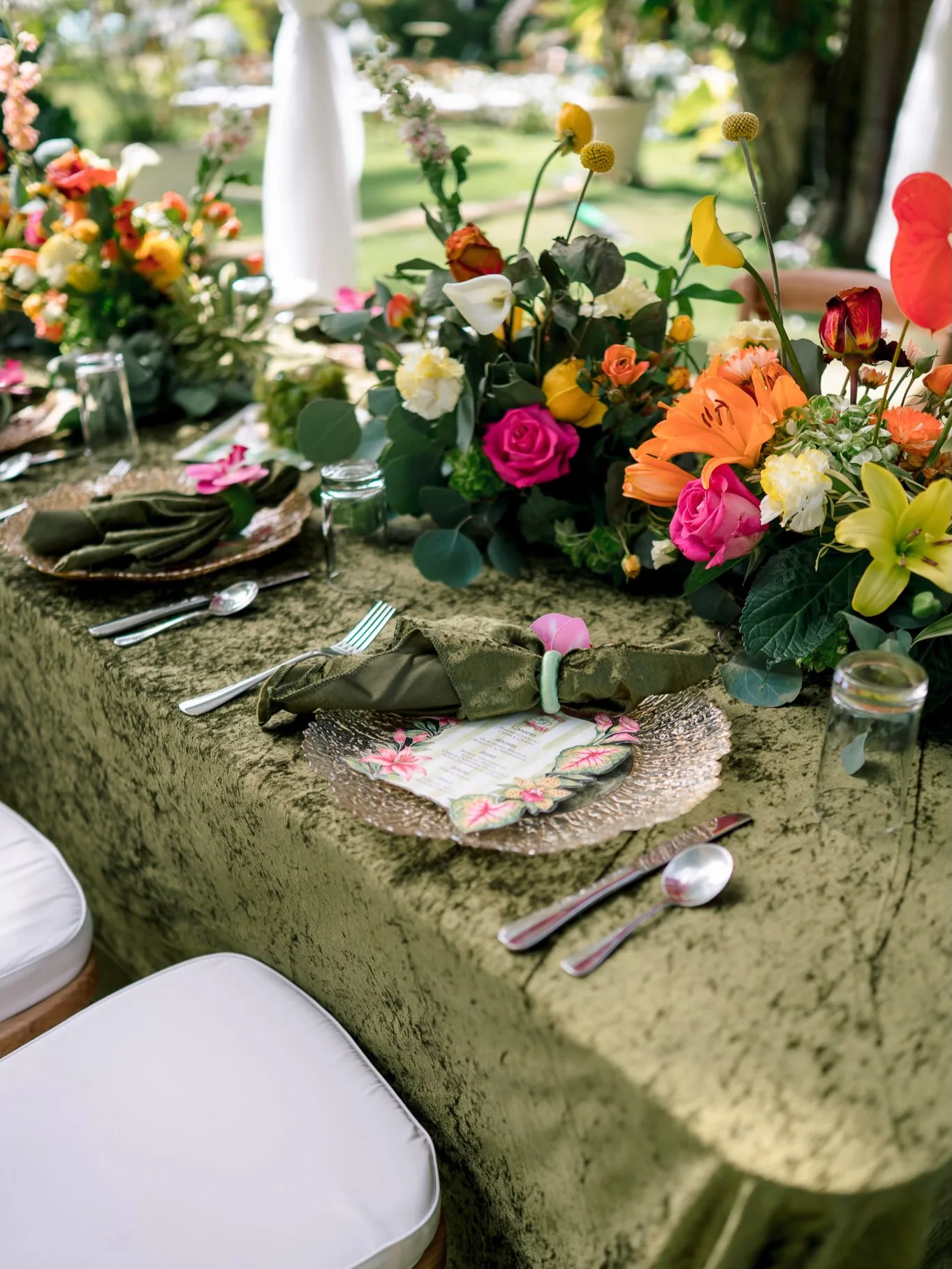 Colourful event flowers and table styling